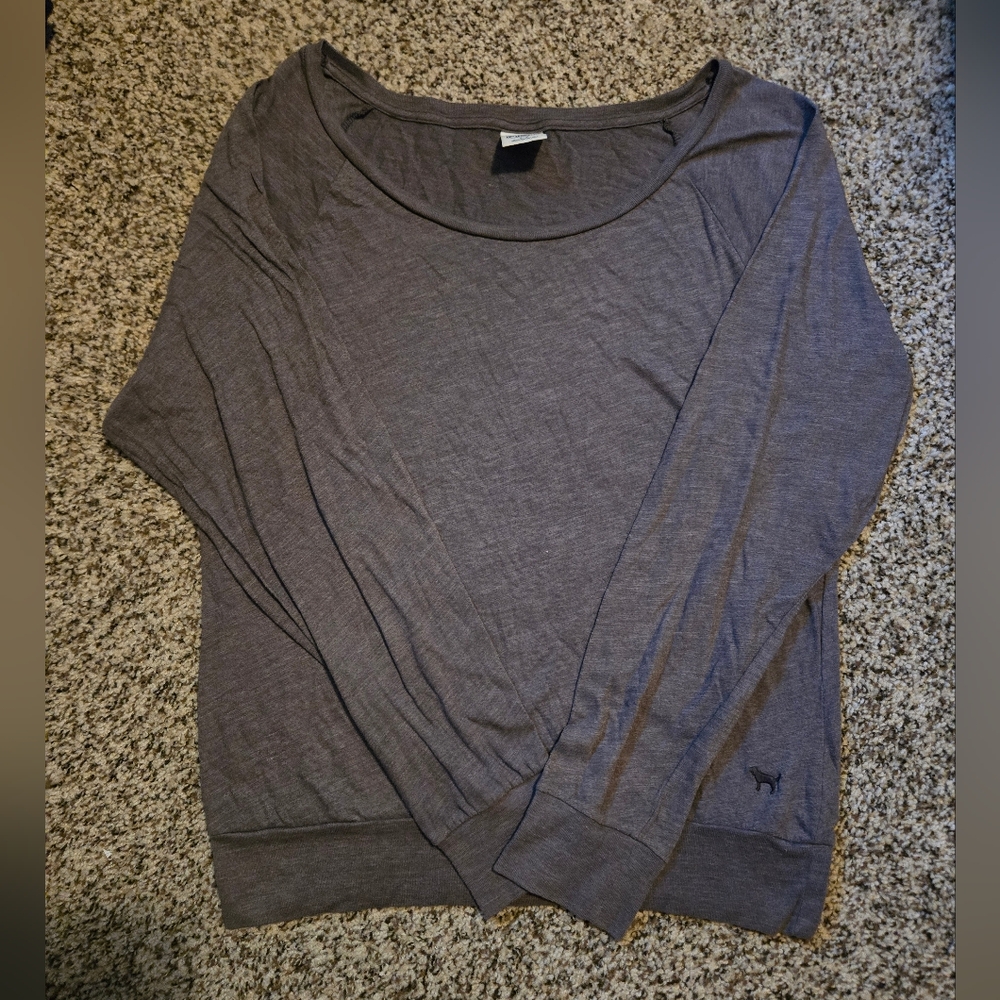 PINK Victoria's Secret Grey Soft Long Sleeve Top - Picture 2 of 5